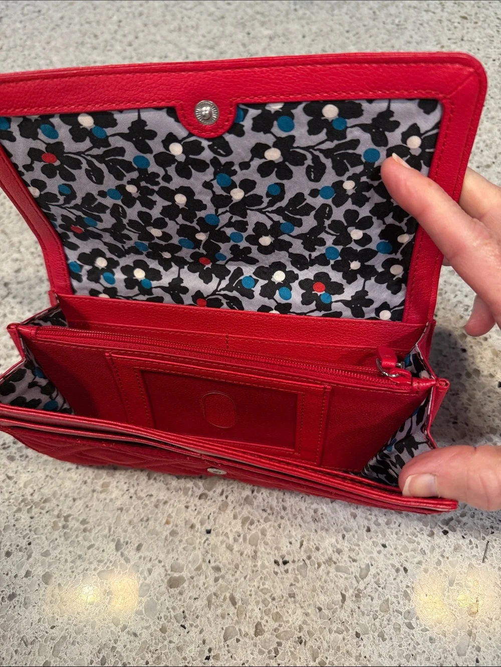 Vera Bradley Red Quilted Fold-Over Wallet NWOT